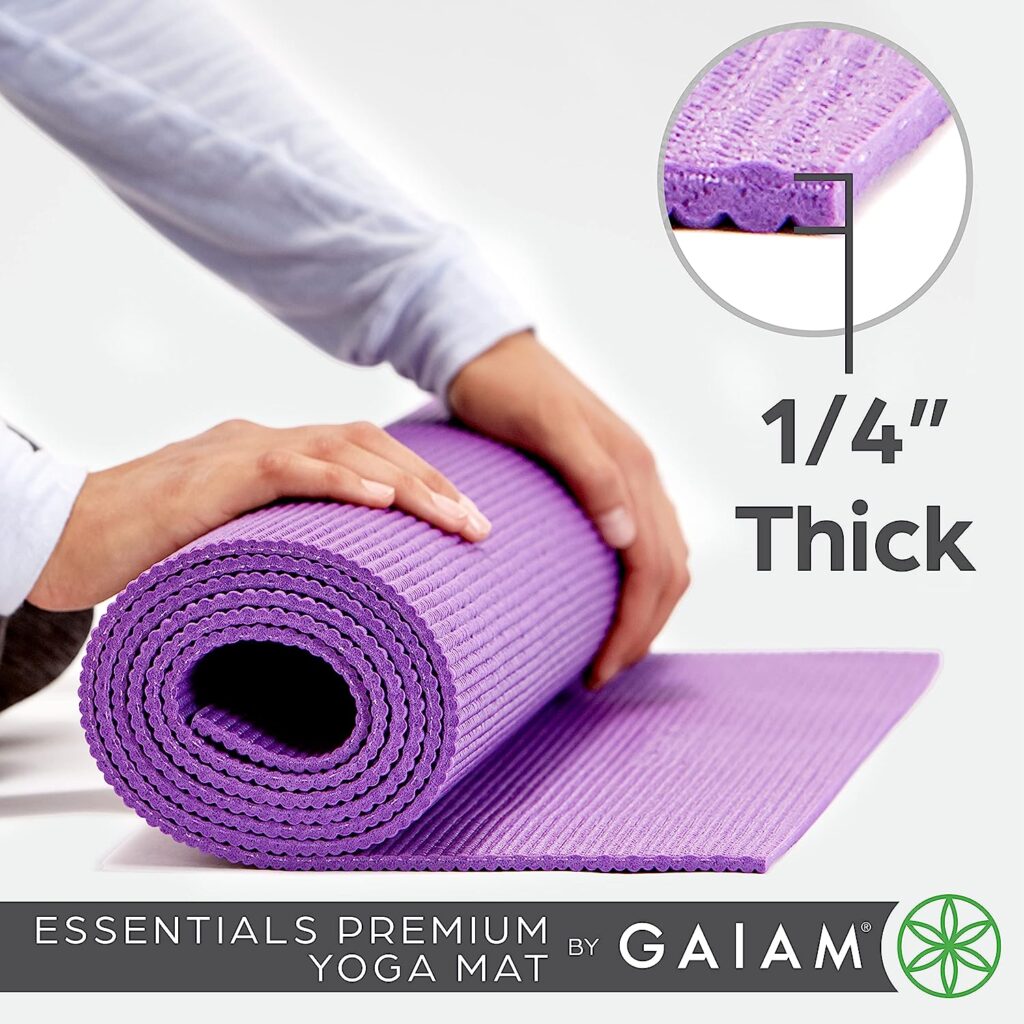 Gaiam Essentials Premium Yoga Mat with Yoga Mat Carrier Sling (72″L x 24″W x 1/4 Inch Thick) review