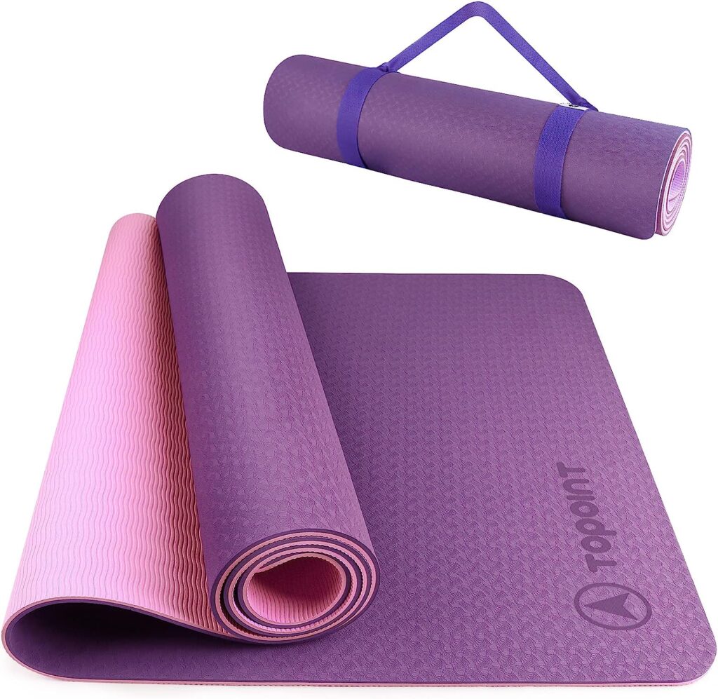 BOBO BANANA 1/4 Thick TPE Yoga Mat,72x24 Eco-friendly Non-Slip Exercise  Fitness Mat for MenWomen with Carrying Strap, Workout Mat for Yoga,Pilates Floor Exercise