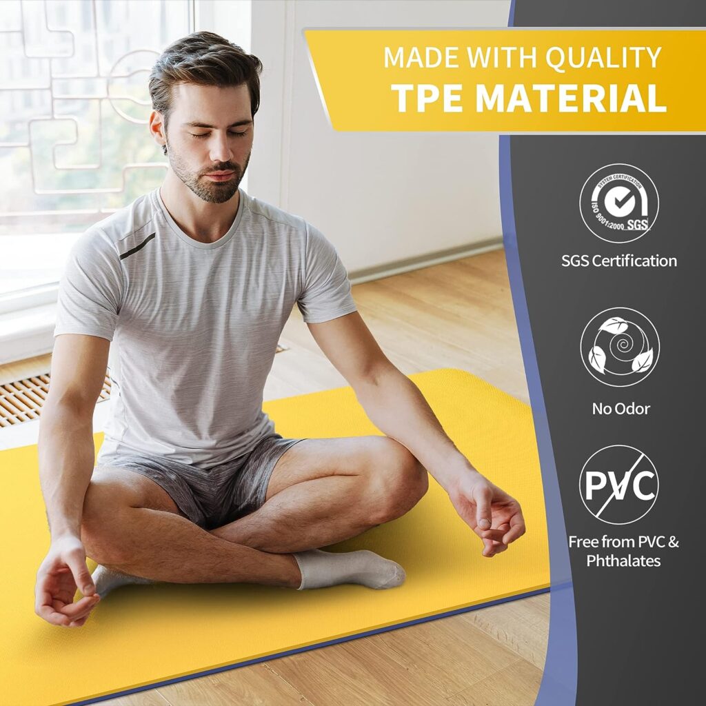 CAMBIVO Extra Wide Yoga Mat for Women and Men (72x 32x 1/4), SGS Certified, Non-slip Large TPE Exercise Fitness Mat for Yoga, Pilates, Workout