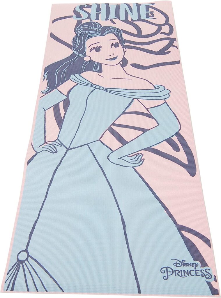 Disney Princess Yoga Mat Non Slip, All Purpose PVC Fitness and Workout Mat, 3 mm