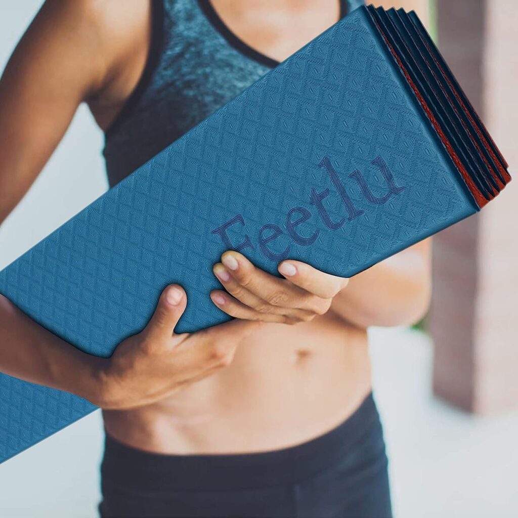 Feetlu Foldable Yoga Mat - 6mm  8mm Thick, Lightweight, and Easy to Store for Travel - Anti-Slip Folding Exercise Mat for Yoga, Pilates, Home Workouts, and Floor Exercises