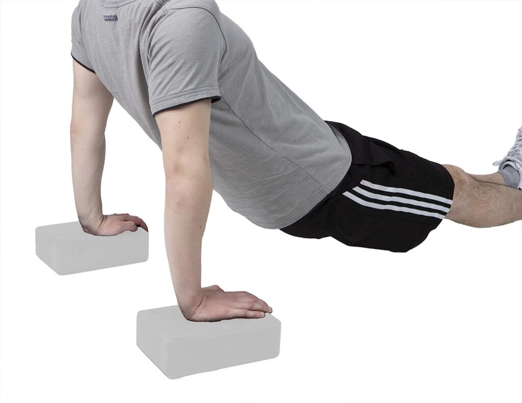 Mind Reader Yoga Block (Set of 2) High Density EVA Foam Blocks Non-Slip Surface for Yoga, Pilates, Meditation, Supports Deepen Poses, Improve Strength, Balance and Flexibility, Grey