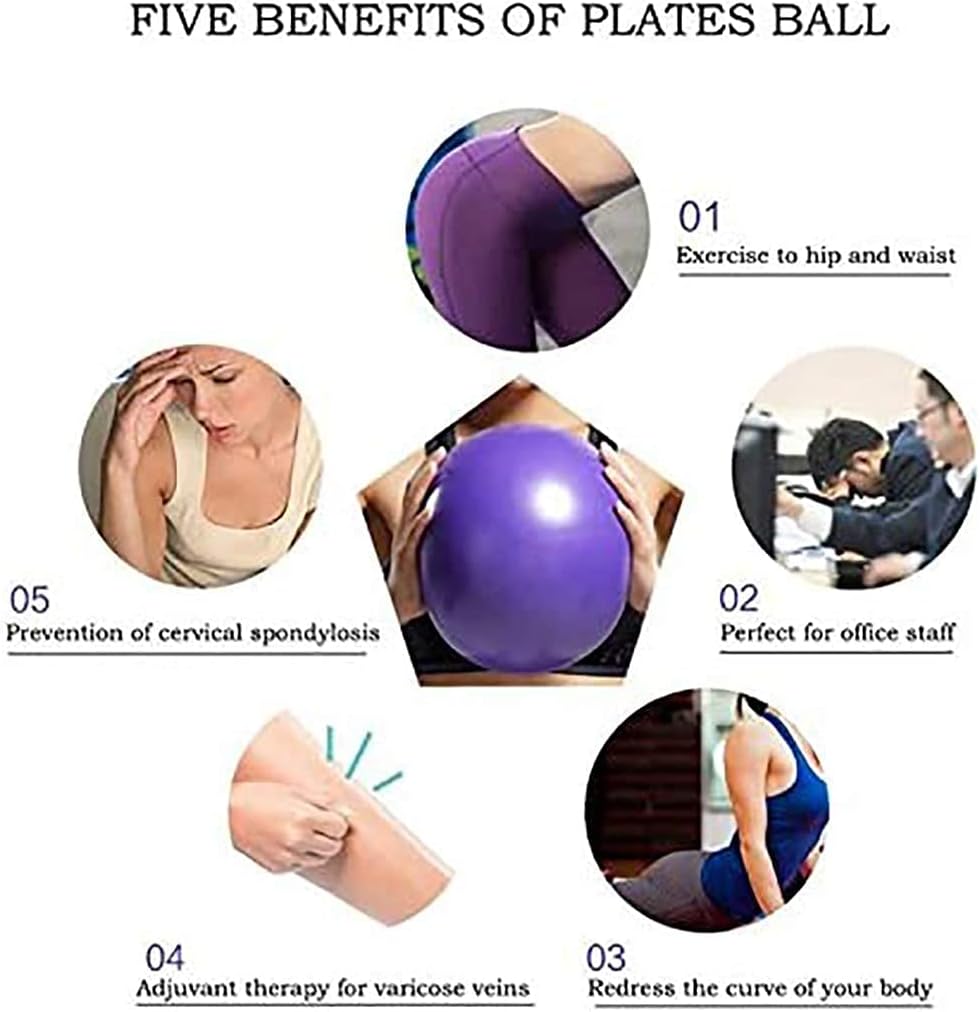 Mini Pilates Exercise Yoga Ball, 6 Inch Small Inflatable Exercise Yoga Ball,Core Training and Physical Therapy Equipment, Improves Balance for Home  Gym  Office with Pump