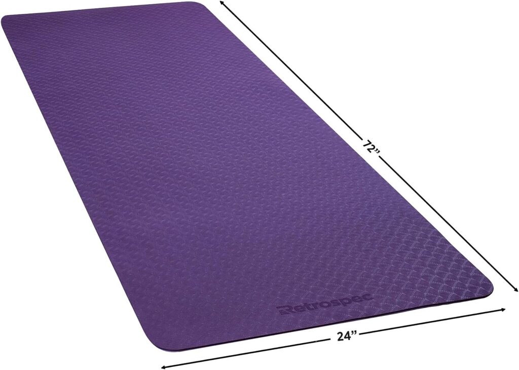 Retrospec Zuma Yoga Mat for Men  Women - Outdoor  Indoor Non Slip Exercise Mat for Hot Yoga, Pilates, Stretching Floor  Fitness Workouts 6mm Easy to Clean
