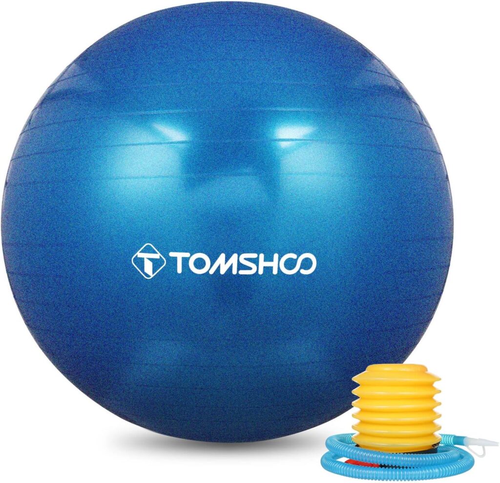 TOMSHOO Anti-Burst Yoga Ball Thickened Stability Balance Ball Pilates Barre Physical Fitness Exercise Ball 45CM / 55CM / 65CM / 75CM Gift Air Pump