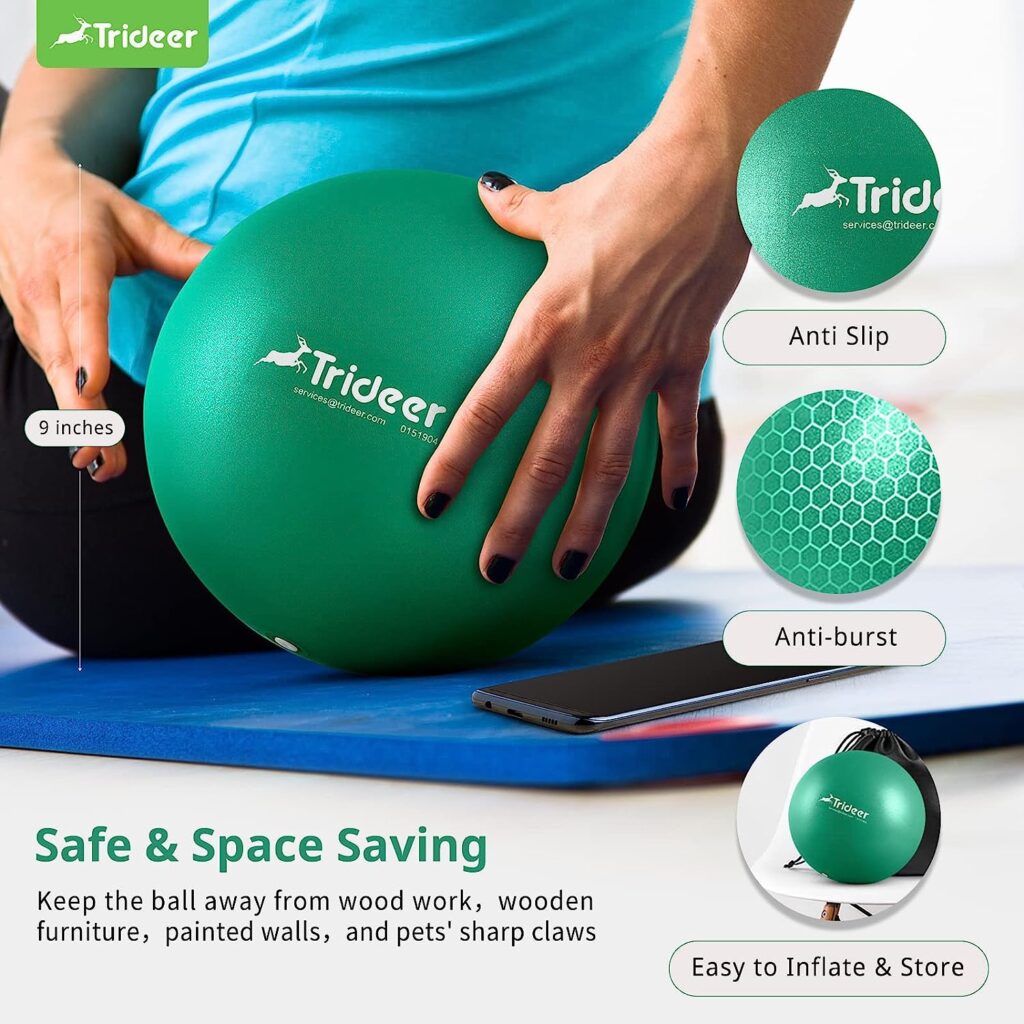 Trideer 9 Inch Pilates Ball Between Knees for Physical Therapy, Mini Exercise Ball - Yoga Ball, Small Workout Balls for Core Strength and Back Support