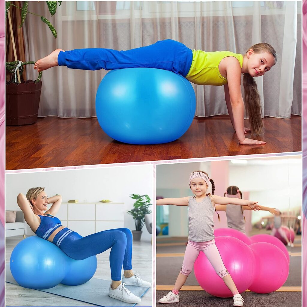 Wettarn 2 Pcs Peanut Ball Peanut Exercise Ball Peanut Yoga Ball Pregnancy Stability Fitness Earthnut Ball with Pump for Kids Autistic Therapy, Labor Birthing, Core Strength Training, Pink, Blue