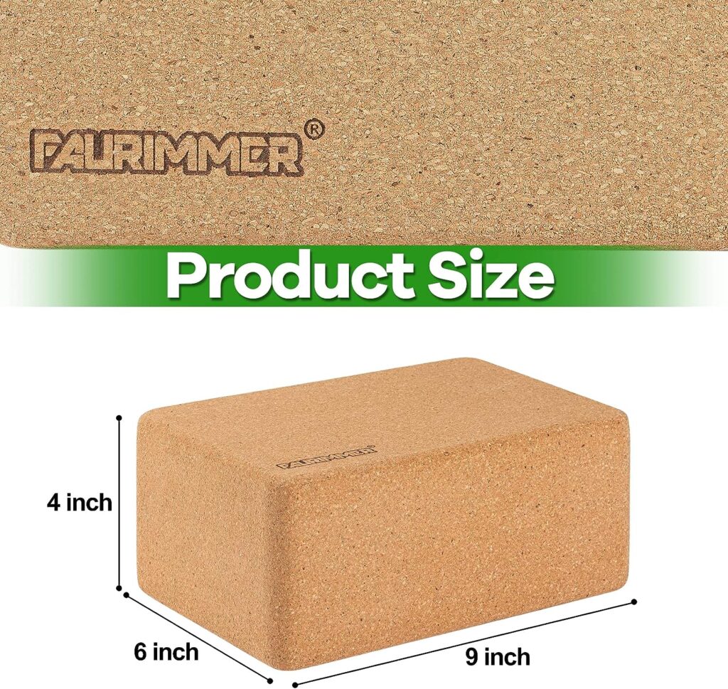 FAURIMMER 2 Pack Natural Cork Yoga Blocks with Strap and Drawstring Backpacks - 9x6x4 High Density Bricks Eco-Friendly Yoga Accessories for Yoga, Pilates, Stretching, and Fitness…
