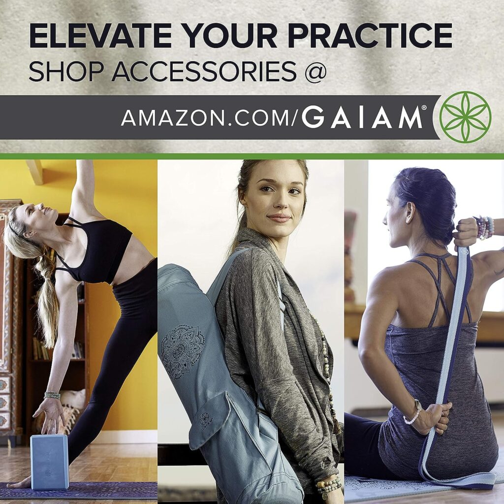 Gaiam Solid Color Yoga Mat, Non Slip Exercise  Fitness Mat for All Types of Yoga, Pilates  Floor Exercises