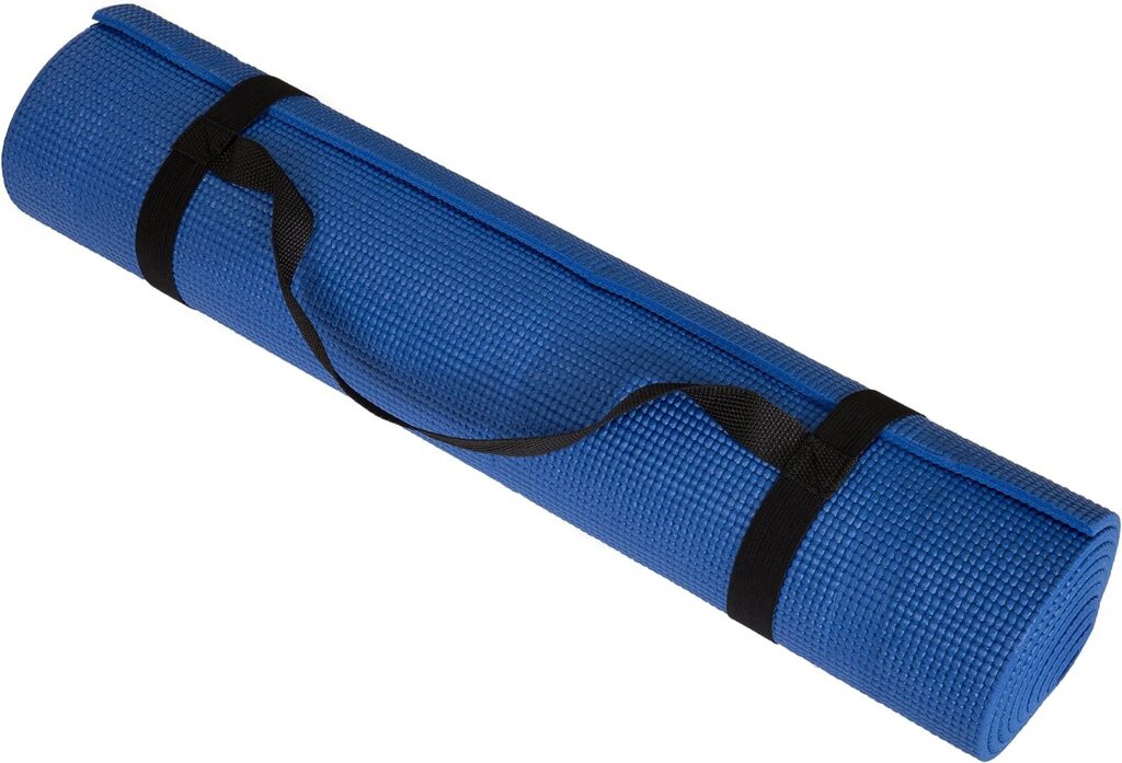 Non Slip Yoga Mat- Double Sided Comfort Foam, Durable Exercise Mat For Fitness, Pilates and Workout With Carrying Strap By Wakeman Fitness