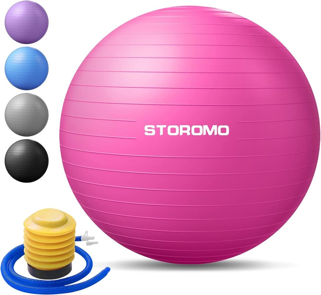 STOROMO Exercise Ball (45cm-95cm),Yoga Ball,Pilates Ball,Medicine Balls for Exercise,Therapy Ball Chair,Extra Thick Anti Burst,for Balance Stability Workout,Pregnancy Birthing and Physical Therapy