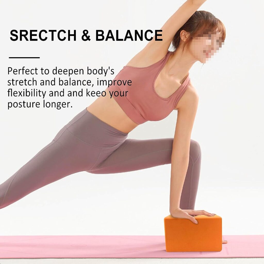 Yoga Blocks 4 Pack - Premium EVA Foam Bricks for Pilates Workout, Stretching, Meditation - Yoga Brick for Flexibility, Balance, Spine Strength, Non-slip and Lightweight