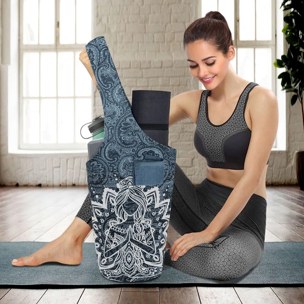 Yushufu Yoga Mat Bags and Carriers Fits All Your Stuff,Yoga Mat with Bag With Large Side Pocket  Zipper Pocket,Yoga Gifts for Women and Yoga Lover