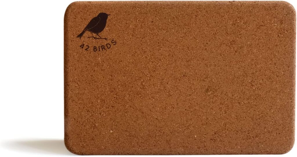 42 Birds 100% Recycled Cork Yoga Block, Sustainable, Eco-Friendly, Non-Slip, Handstand Blocks, Non-Toxic, All-Natural, Premium Cork, Self-Cleaning, 9 x 6 x 4 -1% for The Planet