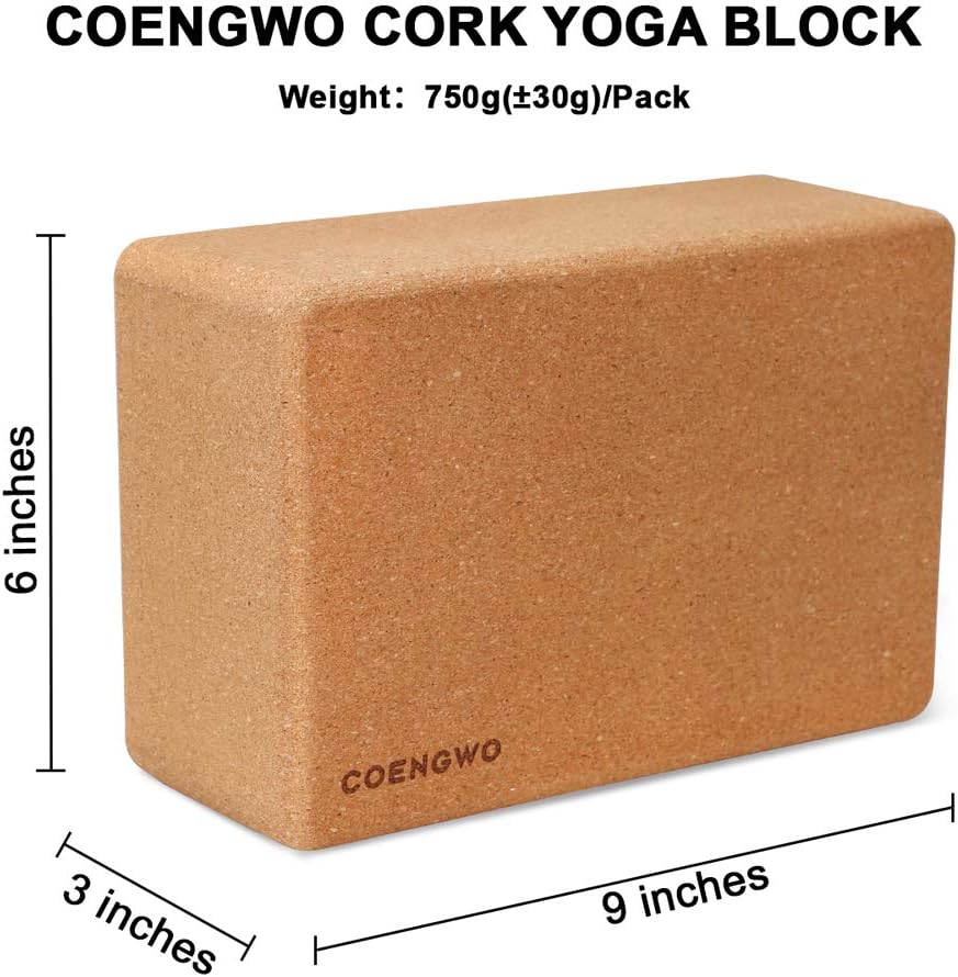 COENGWO Yoga Block Cork, Eco Friendly Yoga Block Handstand Block, Supportive Balance Deepen Poses for Yoga Beginners, Stretch, Pilates, Meditation