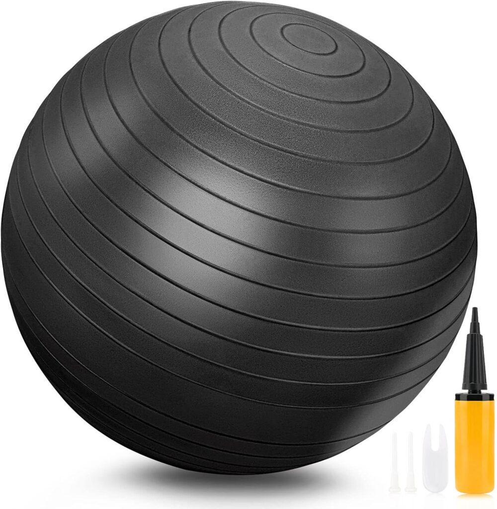 GELE Exercise Ball, Thick Anti-Slip  Anti-Burst Yoga Pilates Ball for Pregnancy Birthing, Physical Therapy and Core Balance Training, Fitness Balance Ball with Air Pump, Suitable for Home Gym Office