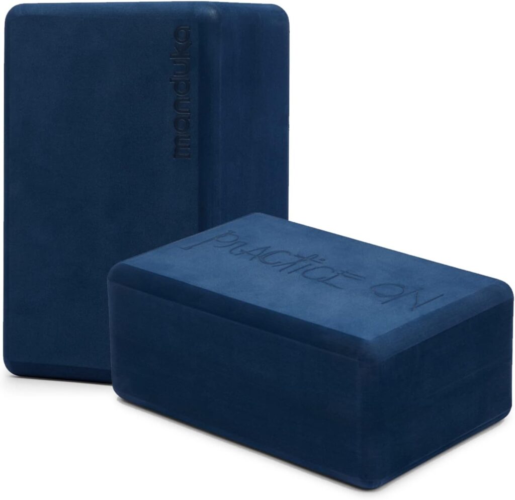 Manduka Yoga Recycled Foam Block - Yoga Prop and Accessory, Comfortable Edges, Lightweight, Firm, Non Slip Recycled Foam, Midnight Blue, 9 x 6 x 4 (22.5 x 15 x 10 cm)(Pack of 2)