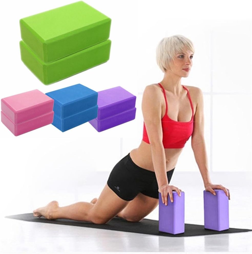 Yoga Block (Set of 2) - EVA Foam Block Soft Surface Foam Bolster Pillow Cushion Exercise Gym Training Pilates Meditation