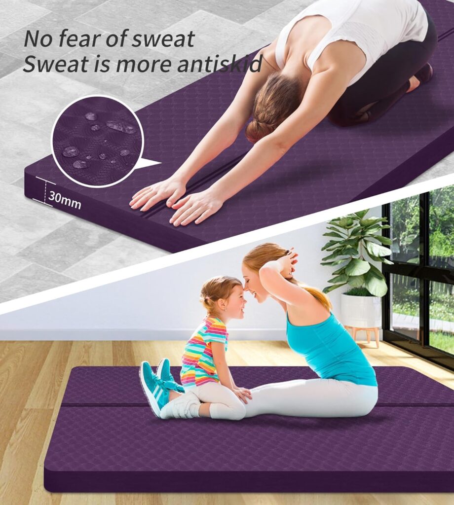 Amazon.com : nuveti Large Exercise Mat - 15mm/20mm/30mm Thick Yoga Mat | Workout Mat for Fitness, Yoga, Pilates, Stretching  Floor Exercises for Women  Men with Free Carrying Bag and Carrier Velcro (183X80X30MM, DarkPurple) : Sports  Outdoors