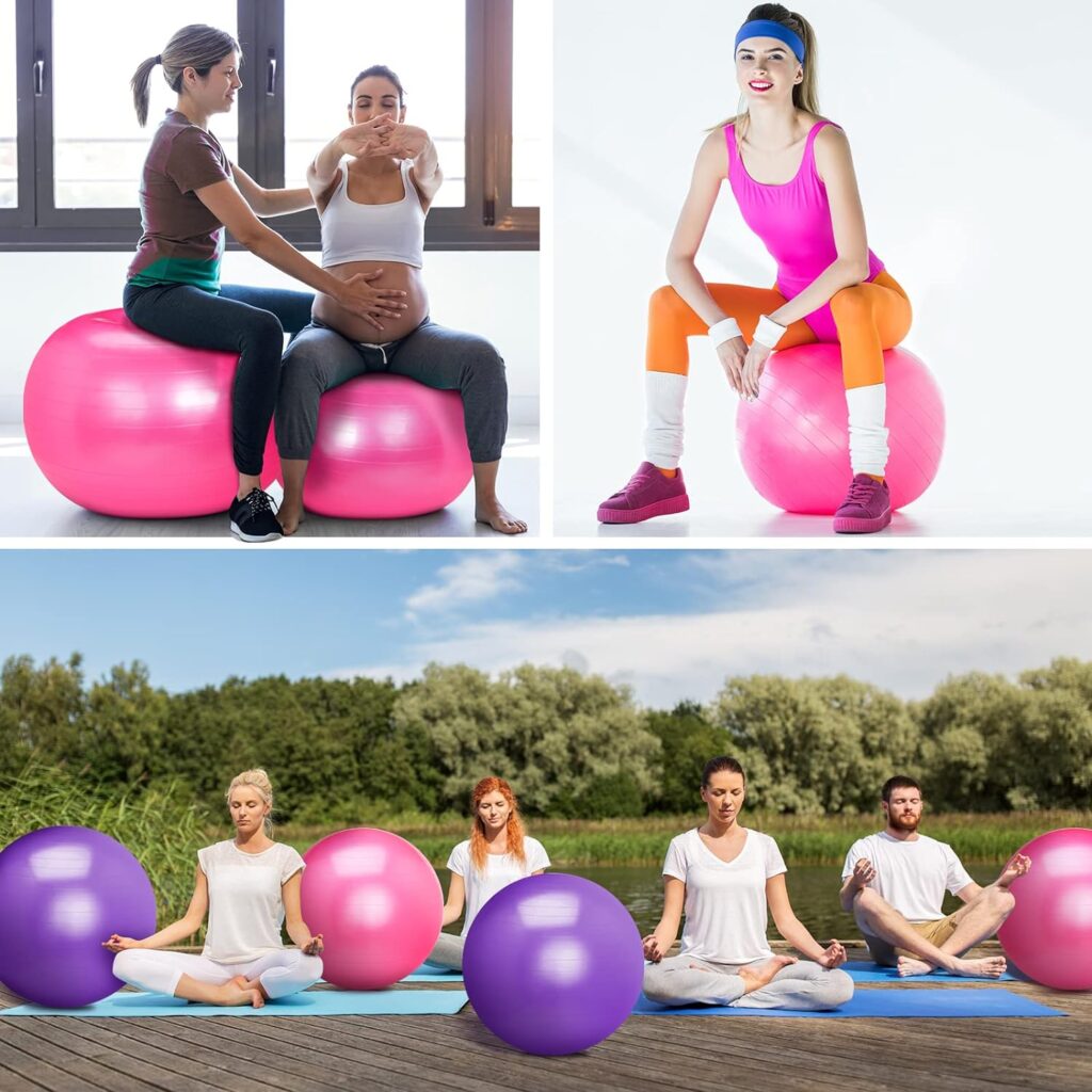 Deekin 6 Pcs 25 Inch Large Exercise Ball Bulk 65 cm Pilates Yoga Ball Stability Ball Office Chair Stretching Ball for Balance Gym Fitness Workout Core Training Home Pregnancy Physical Therapy