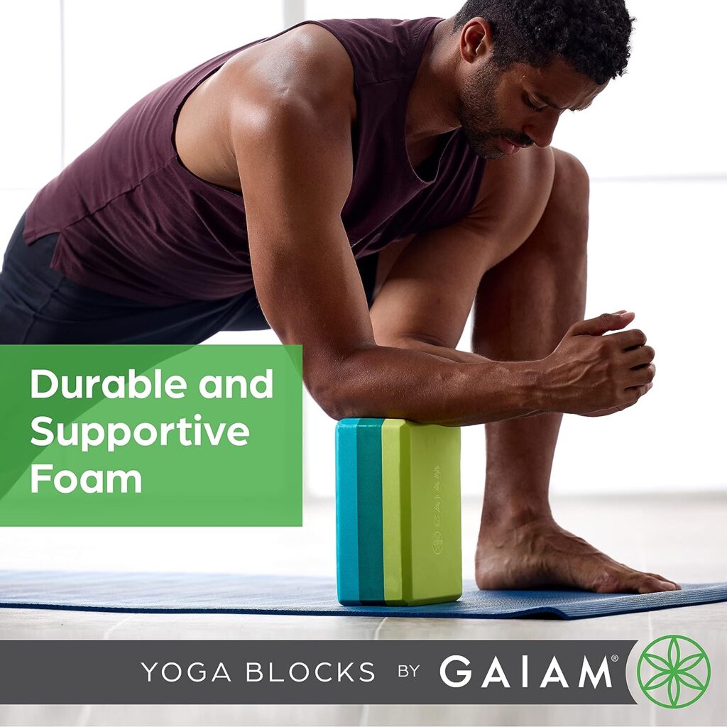 Gaiam Yoga Block (2 Pack) - Supportive Latex-Free EVA Foam Soft Non-Slip Surface for Yoga, Pilates, Meditation, Lagoon (2-Pack)