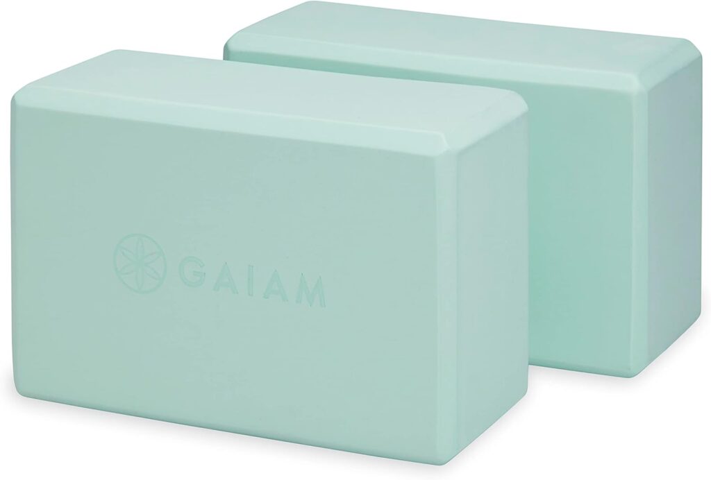 Gaiam Yoga Block (2 Pack) - Supportive Latex-Free EVA Foam Soft Non-Slip Surface for Yoga, Pilates, Meditation, Lagoon (2-Pack)