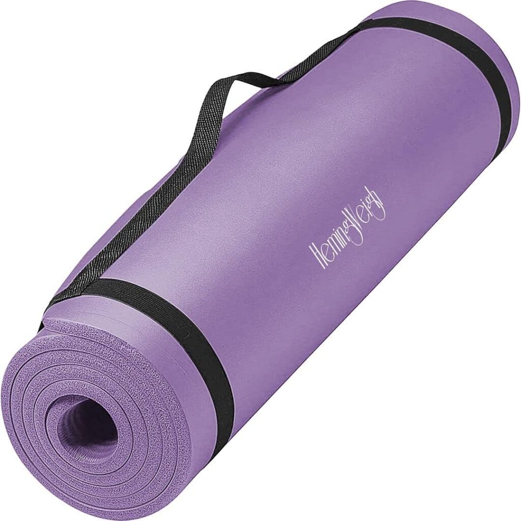 HemingWeigh Extra Thick Yoga Mat for Women and Men With Strap, 72x23 in Large Non-slip Exercise Mat for Home Workout Outdoor Training Pilates Stretching, Fitness Pad Cushions Knees and Back, 1/2 Inch