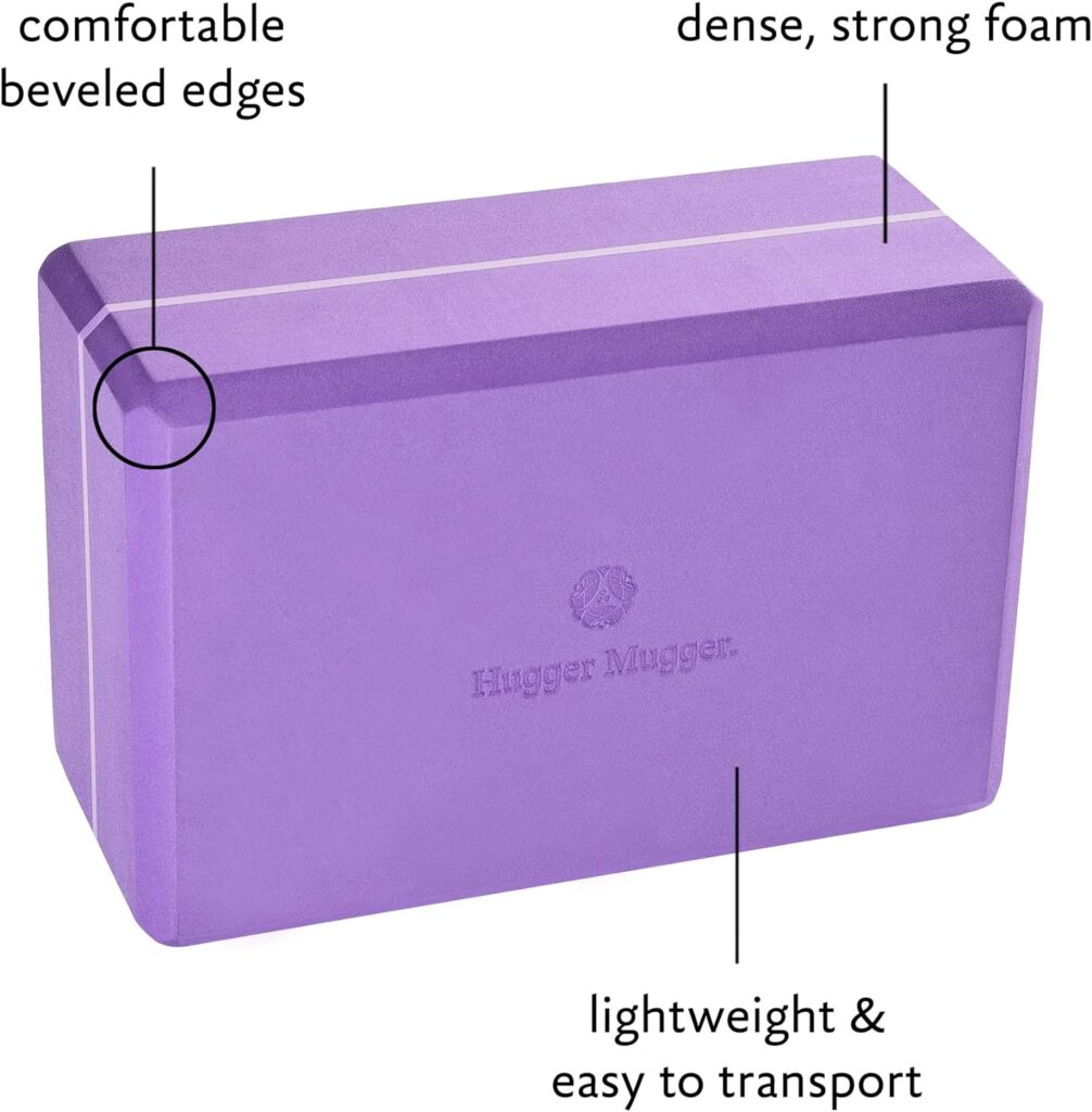 Hugger Mugger 4 in. Foam Yoga Block - Strong and Stable, Beveled Edges for Comfort, Most Favored Block Size, Helps with Alignment and Support in Many Poses