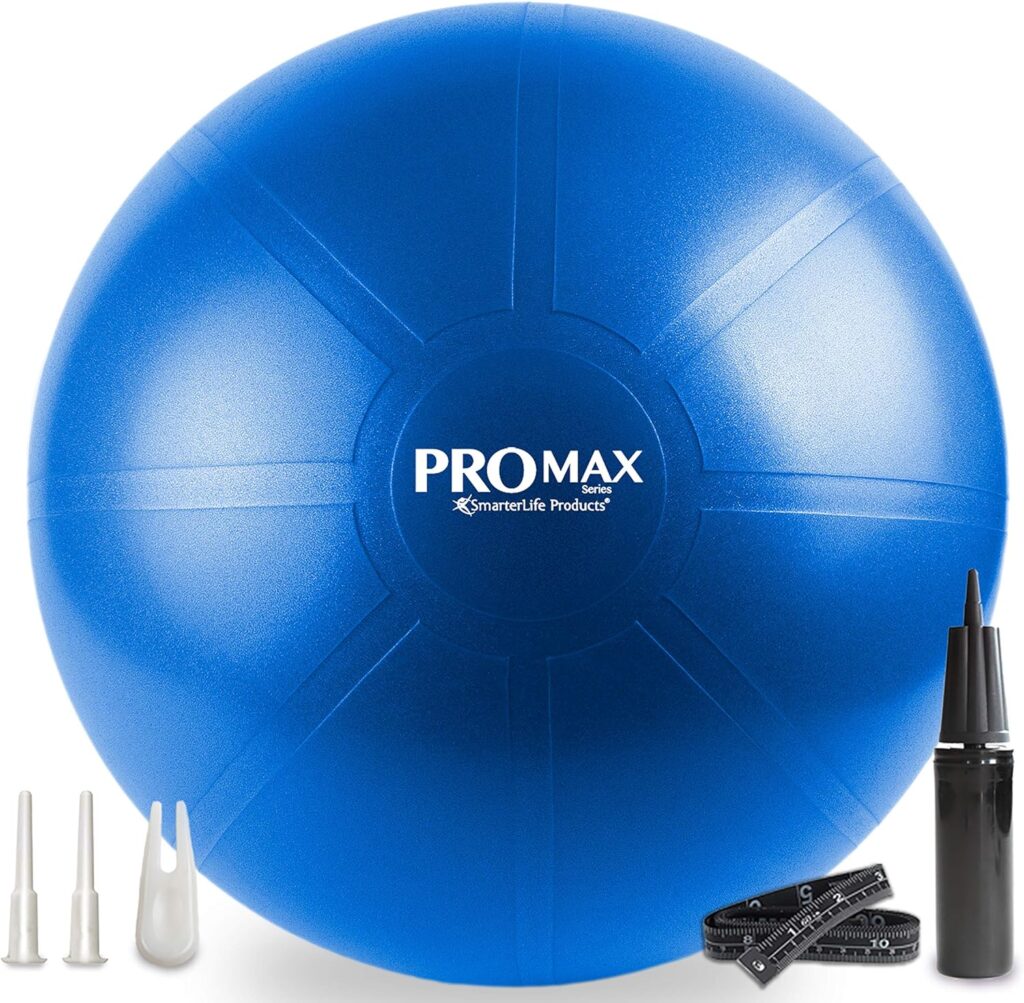 SmarterLife PRO MAX Workout Exercise Ball for Fitness, Yoga, Balance, Stability, or Birth Ball for Pregnancy and Labor, Great as Yoga Ball Chair for Office or Home Gym Equipment