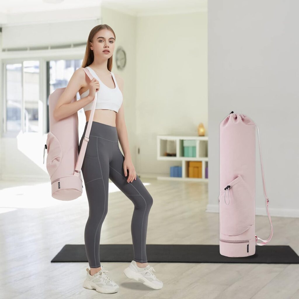 sportsnew Yoga Mat Bag with Water Bottle Pocket and Bottom Wet Pocket, Exercise Yoga Mat Carrier Multi-Functional Storage Bag