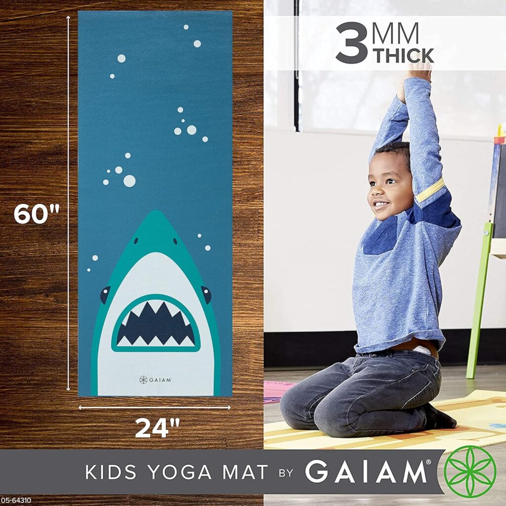 Amazon.com : Gaiam Kids Yoga Mat Exercise Mat, Yoga for Kids with Fun Prints - Playtime for Babies, Active  Calm Toddlers and Young Children (60 L x 24 W x 3mm Thick) - Chomper : Sports  Outdoors