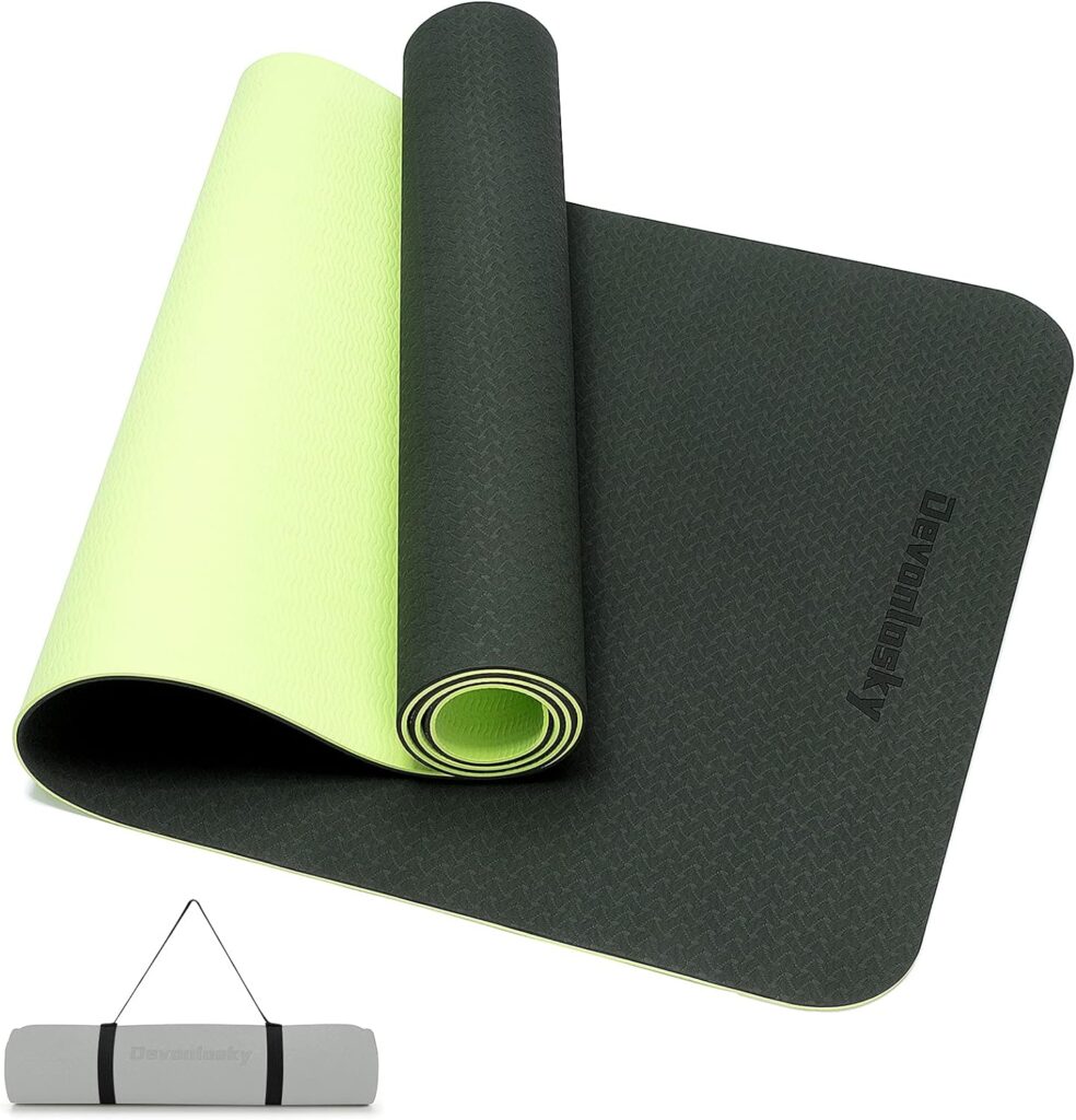 Devonlosky Yoga Mat, Non-slip Eco Friendly Exercise Yoga Mat for Men and Women, 1/4-Inch Thick High Density Pro Mat with Carrying Strap for Yoga Pilates and Fitness Exercise