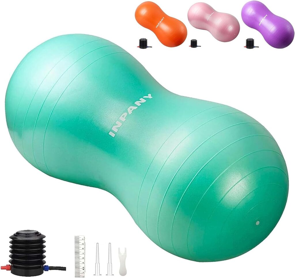 INPANY Peanut Ball - Anti Burst Exercise Ball for Labor Birthing, Physical Therapy for Kids, Core Strength, Home  Gym Fintness (Include Pump)