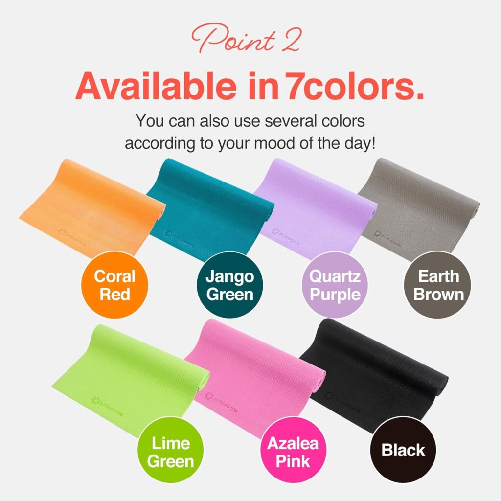 Primasole Yoga Mat with Carry Strap for Yoga Pilates Fitness and Floor Workout at Home and Gym