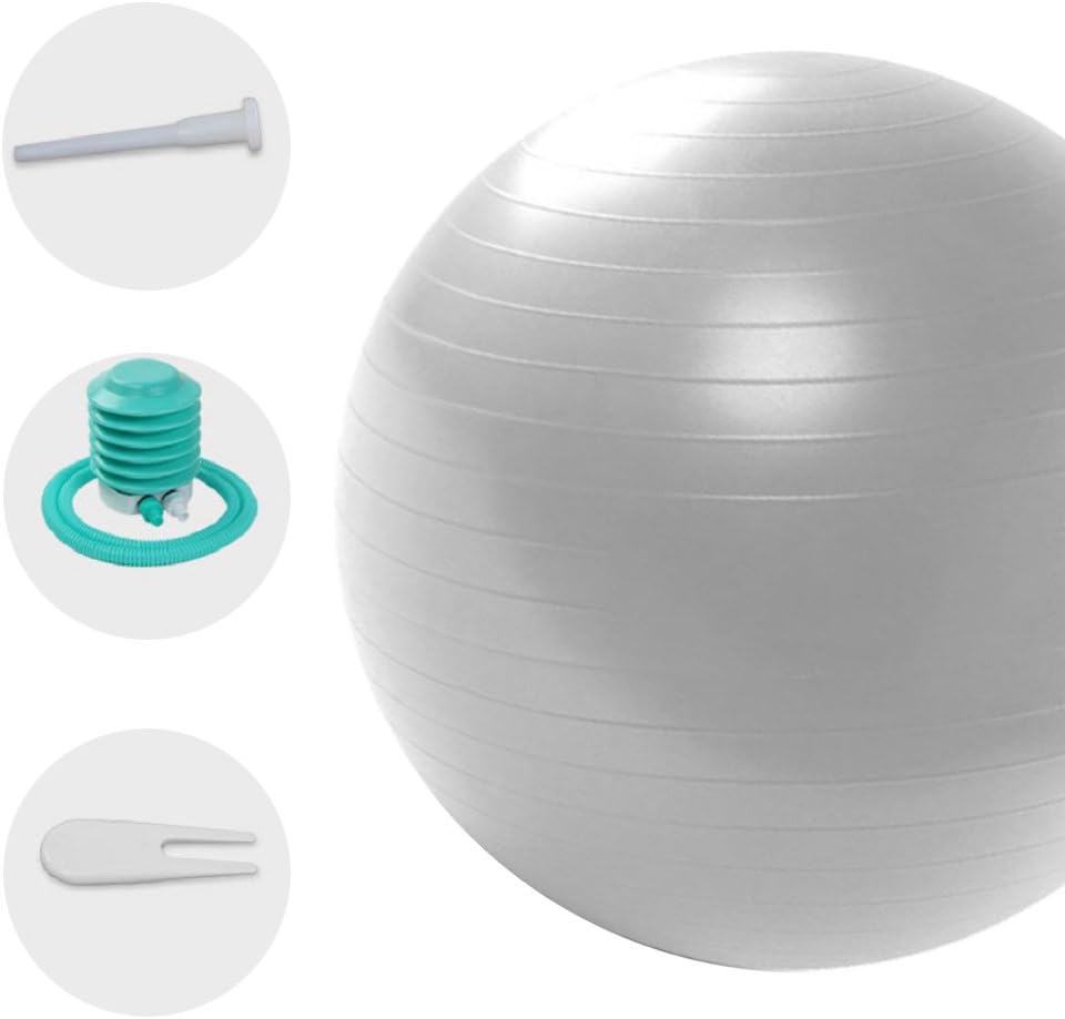 Silfrae 55/65/75cm Yoga Ball Exercise Ball Anti-Slip  Anti-Burst Pilate Balance Ball with Pump for Fitness Home and Office