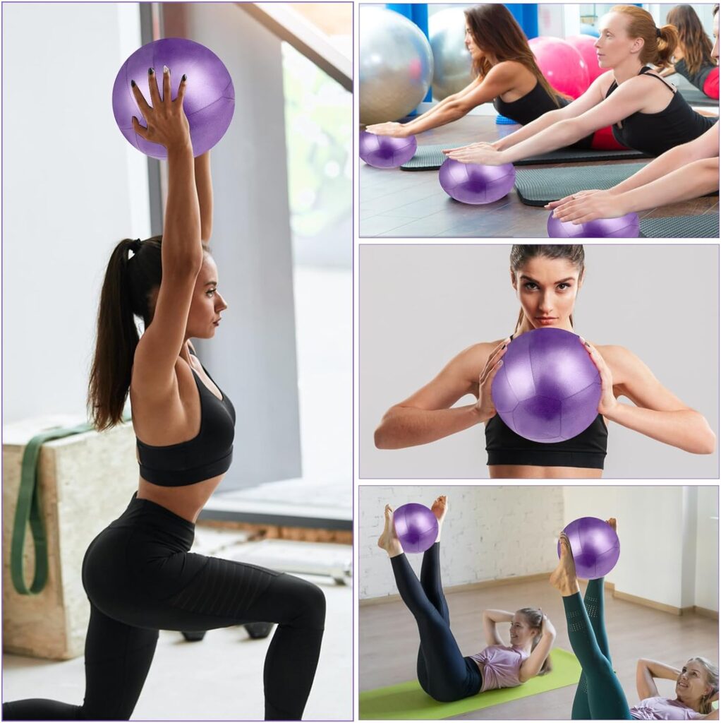 Small Pilates Ball Mini Workout Ball, Core Ball, 9.8 Inch Small Exercise Ball with Inflatable Tube and Exercise Ball Plug Removers for Pilates, Yoga, Workout, Core Training : Sports  Outdoors