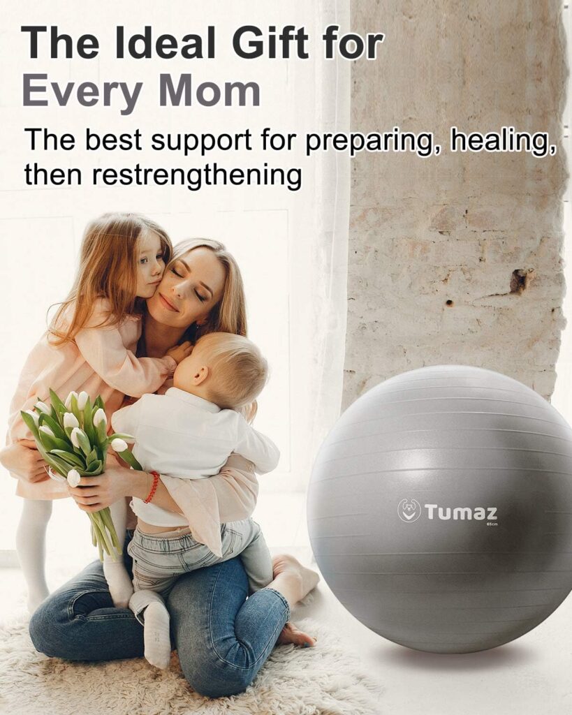 Tumaz Birth Ball - Birthing Ball for Pregnancy  Labor - Including Birthing Ball/Peri Bottle/Yoga Strap/Non-Slip Socks - Pregnancy Ball for Exercises Set with Quick Foot Pump  Instruction Poster