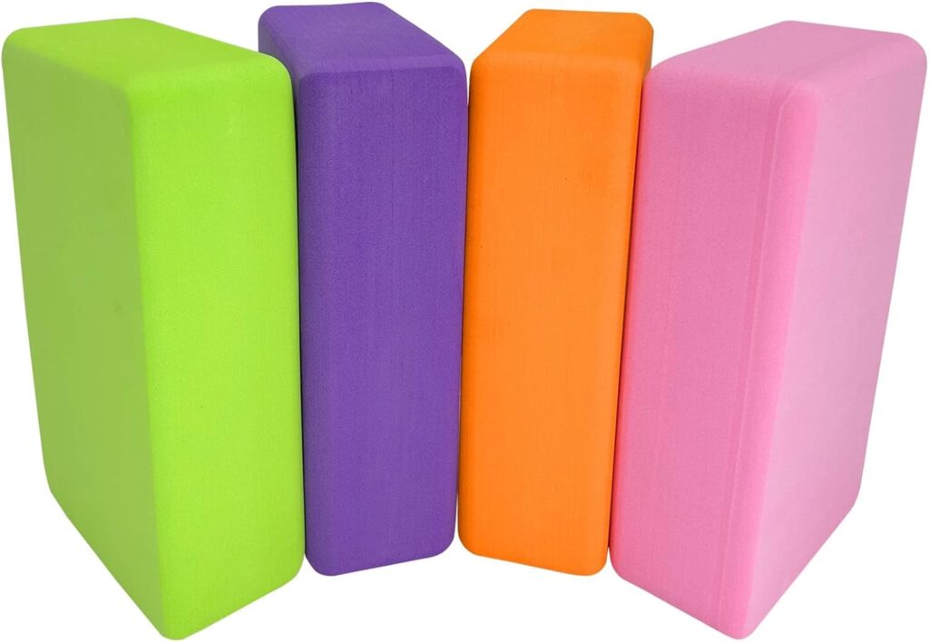 Yoga Blocks 4 Pack - High Density EVA Foam Bricks Yoga Foam Exercise Blocks for Yoga, Pilates, Meditation, Supports Deepen Poses, Non-slip and Lightweight - Yoga Essentials for Women