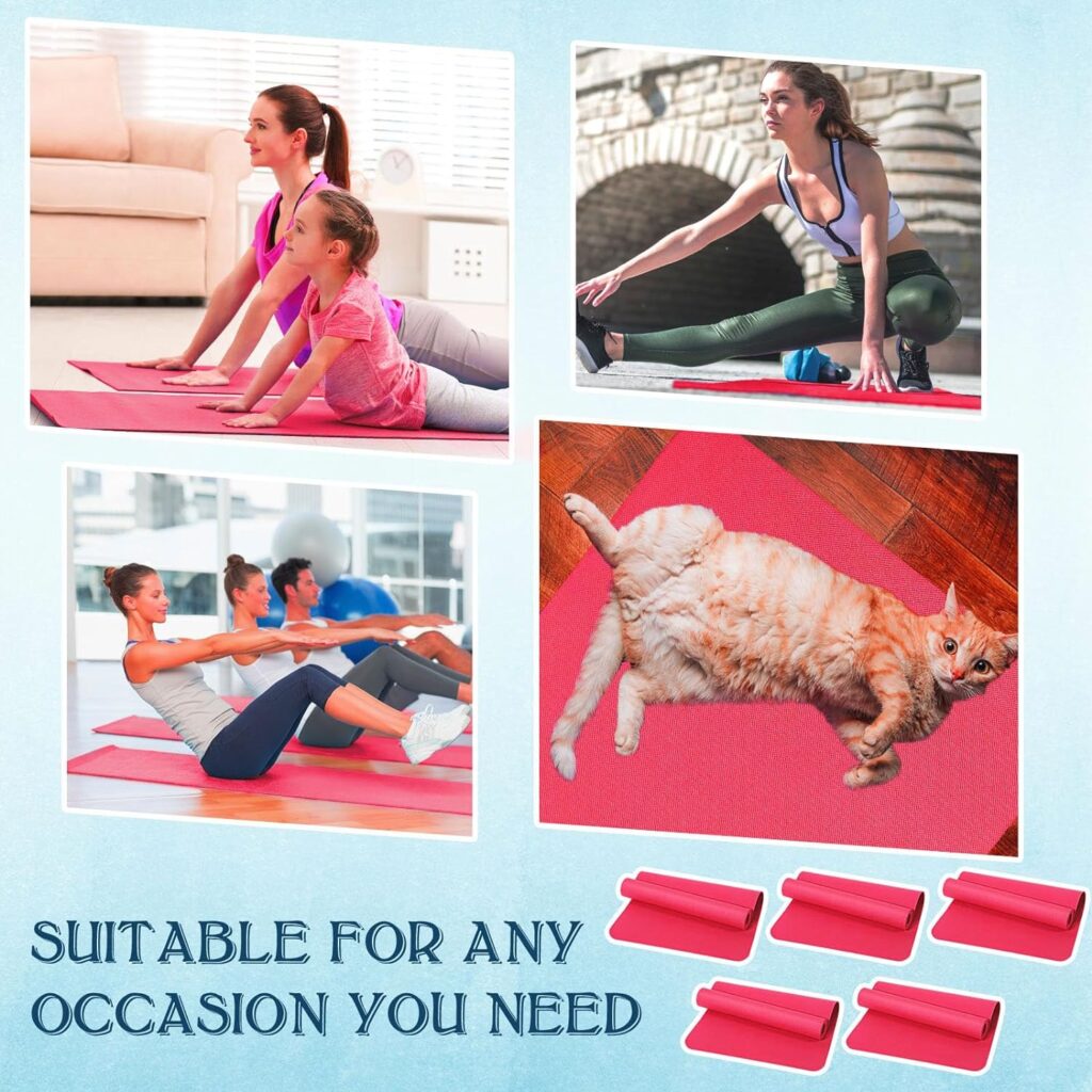 10 Pack Yoga Mats Bulk, 68 x 24 x 4mm Thick Yoga Mats for Kids and Adult Gym Mats Bundle Latex Free Exercise Mats with Non Slip Texture for Outdoor Yoga, Pilates or Workout