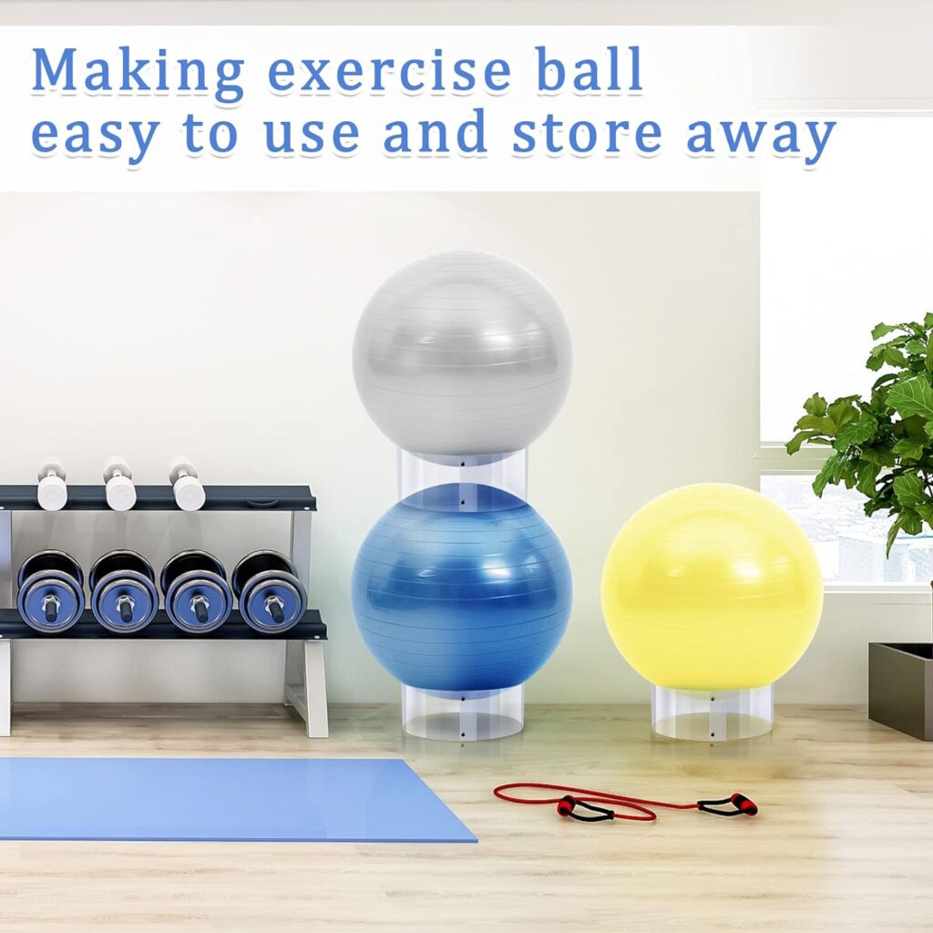 6 Pcs Exercise Ball Holder Yoga Ball Holder Exercise Ball Stand Stability Ball Storage Stackers Clear Plastic Ball Holder for Different Size Stability Balls Exercise Yoga Balls Storage Display