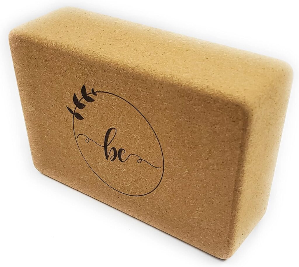 BE High Density Cork Yoga Block 9x6x3, Exercise  Fitness Performance Grade, made of 100% Natural and Eco-Friendly Cork, Supportive Balance for Deep stretch with Anti-Slip  Anti-Tilt surface edges