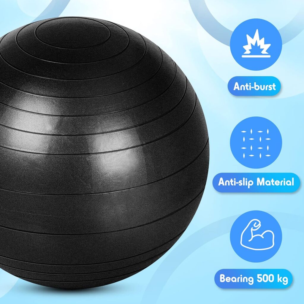 Honoson 3 Pcs Exercise Ball Yoga Ball for Fitness, 55cm, 65cm, 75cm, Stability Ball for Home Office, Workout Swiss Ball for Physical Therapy