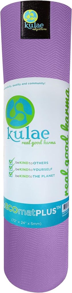 Kulae 4mm ECOmat Yoga Mat - Eco-Friendly, Reversible, Lightweight, Non-Slip, 72x24