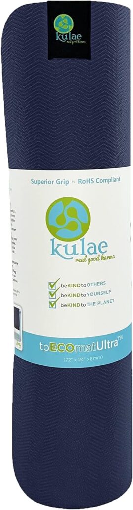 Kulae 8mm ECOmat Yoga Mat - Eco-friendly, Reversible, Lightweight, Non-Slip, 72x24