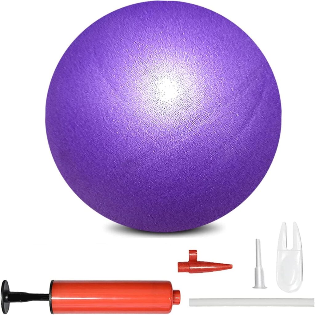 Mini Pilates Exercise Yoga Ball, 8 Inch Small Inflatable Exercise Yoga Ball,Core Training and Physical Therapy Equipment, Improves Balance for Home  Gym  Office with Pump(Purple)