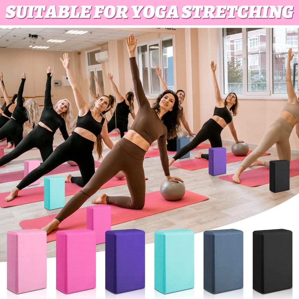 Wettarn 18 Pcs Foam Yoga Blocks Yoga Straps Set Yoga Bricks Soft Non Slip Pilates Blocks Metal D Ring Straps for Yoga Pilates Stretching