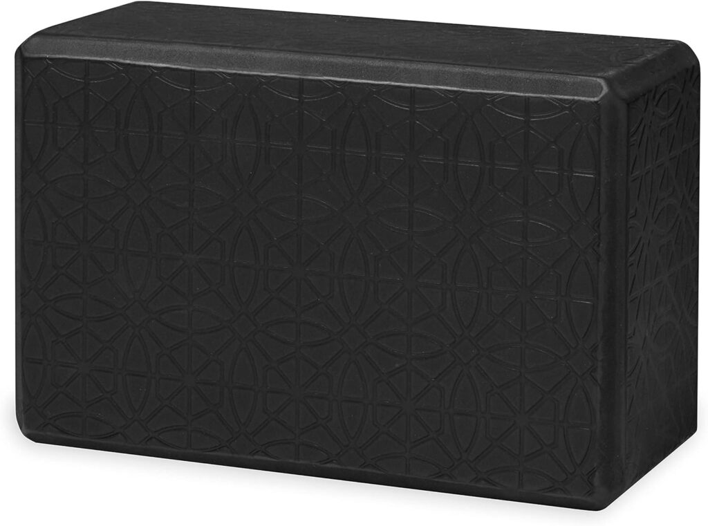 Gaiam Yoga Block - Supportive Latex-Free Eva Foam - Soft Non-Slip Surface with Beveled Edges for Yoga, Pilates, Meditation - Yoga Accessories for Stability, Balance, Deepen Stretches (Embossed Black)