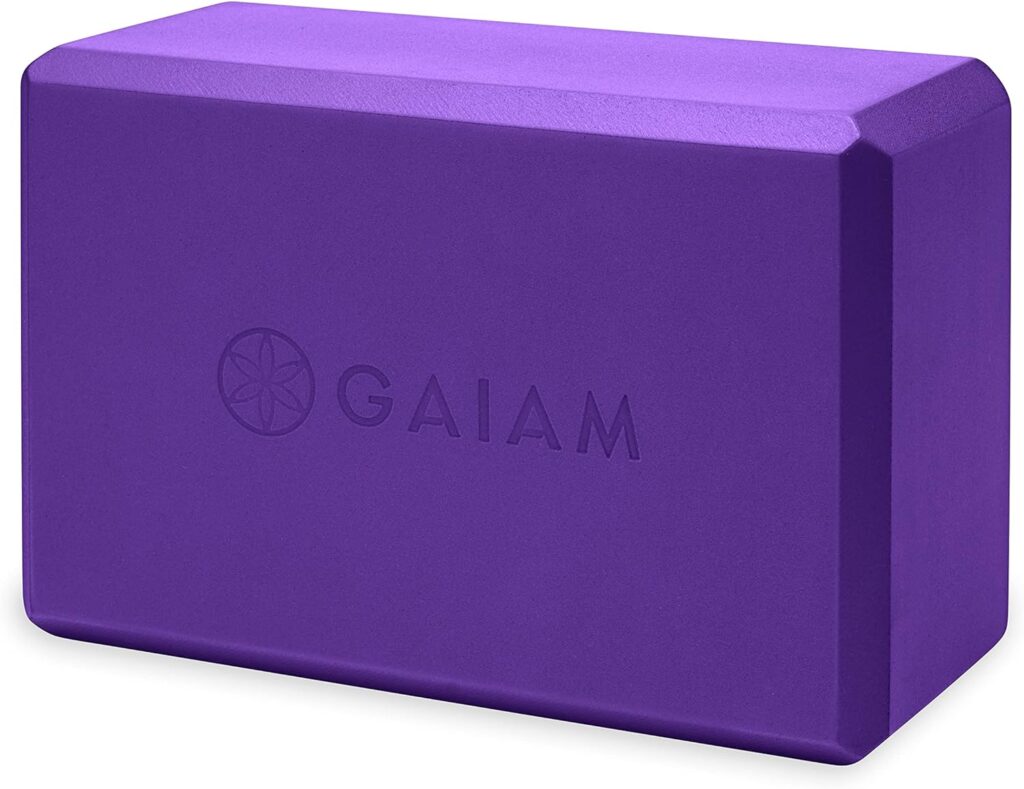 Gaiam Yoga Block - Supportive Latex-Free Eva Foam - Soft Non-Slip Surface with Beveled Edges for Yoga, Pilates, Meditation - Yoga Accessories for Stability, Balance, Deepen Stretches (Deep Purple)