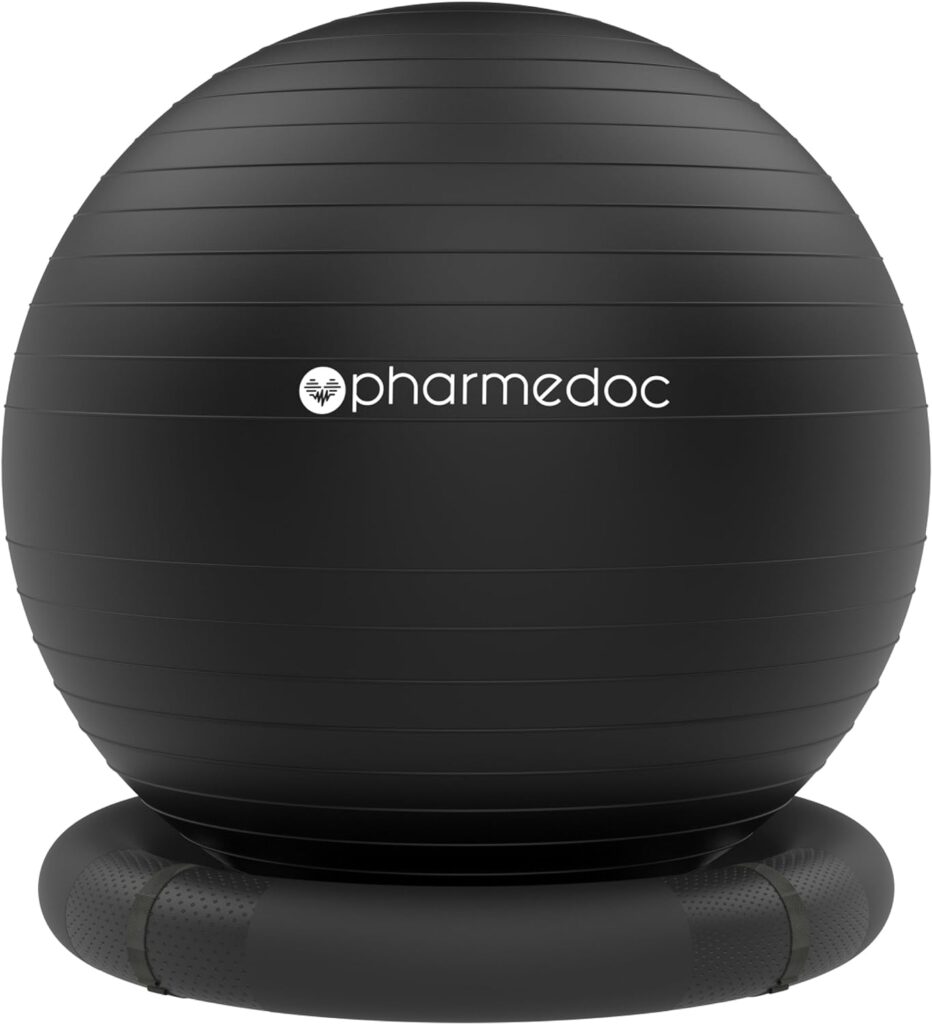 Pharmedoc Yoga Ball Chair, Exercise Ball Chair with Base  Bands for Home Gym Workout, Pregnancy Ball, Birthing Ball, Stability Ball  Balance Ball Seat, Exercise Equipment