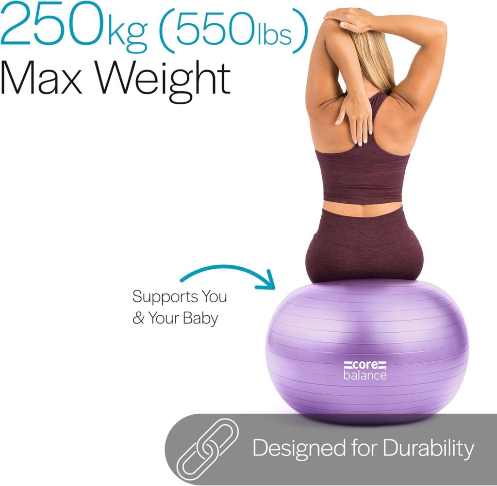 Pregnancy Ball with Air Pump - Ideal for Prenatal Yoga, Pilates, and Maternity Exercises, Doubles as Office Chair, Stability and Balance Training, Physical Therapy Equipment (22-33)